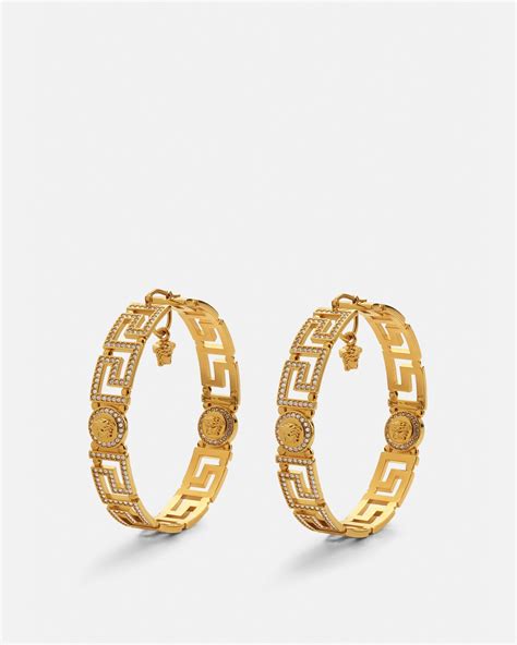 versace greca and medusa earrings|Versace Medusa hoop earrings.